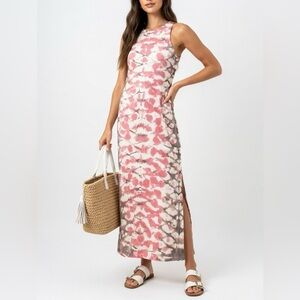 YFB Sleeveless Pink Tie-Dye Maxi Dress with Side Slit